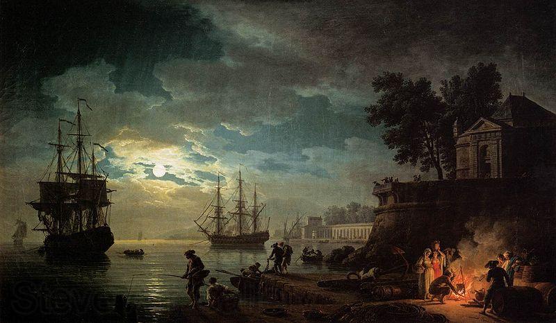 Claude-joseph Vernet Seaport by Moonlight